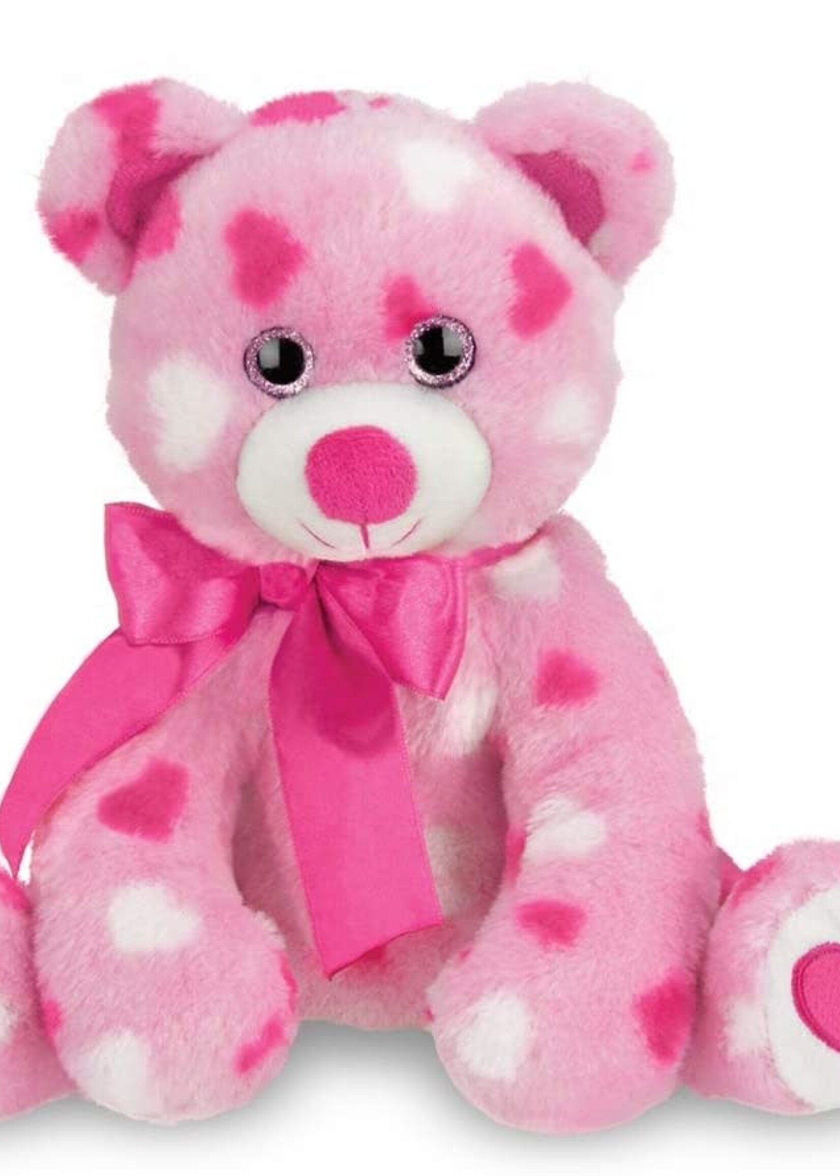 Pink Plush Stuffed Animal Teddy Bear with Hearts, 8.5 inches