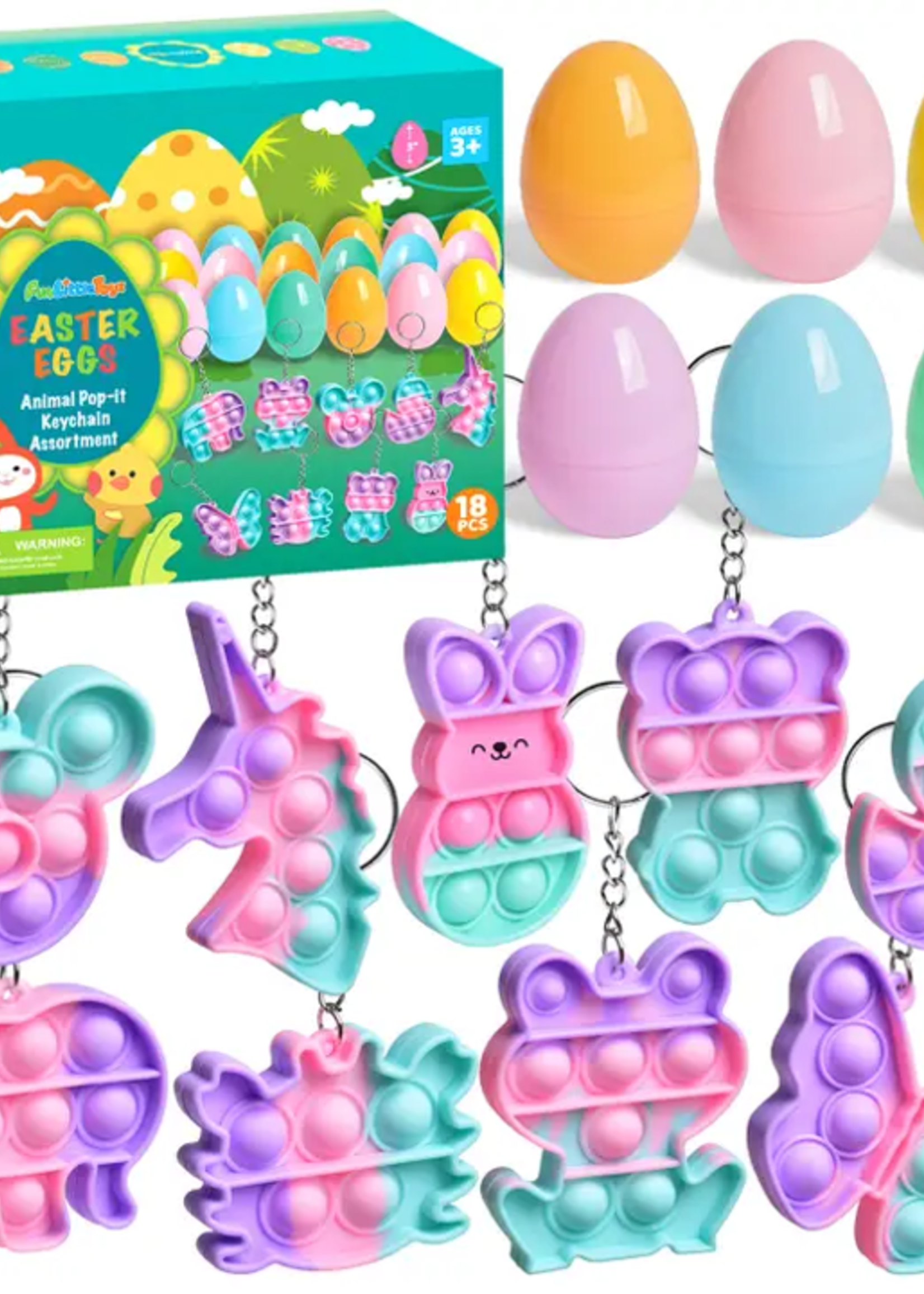 Easter Eggs Prefilled with Keychain Poppers