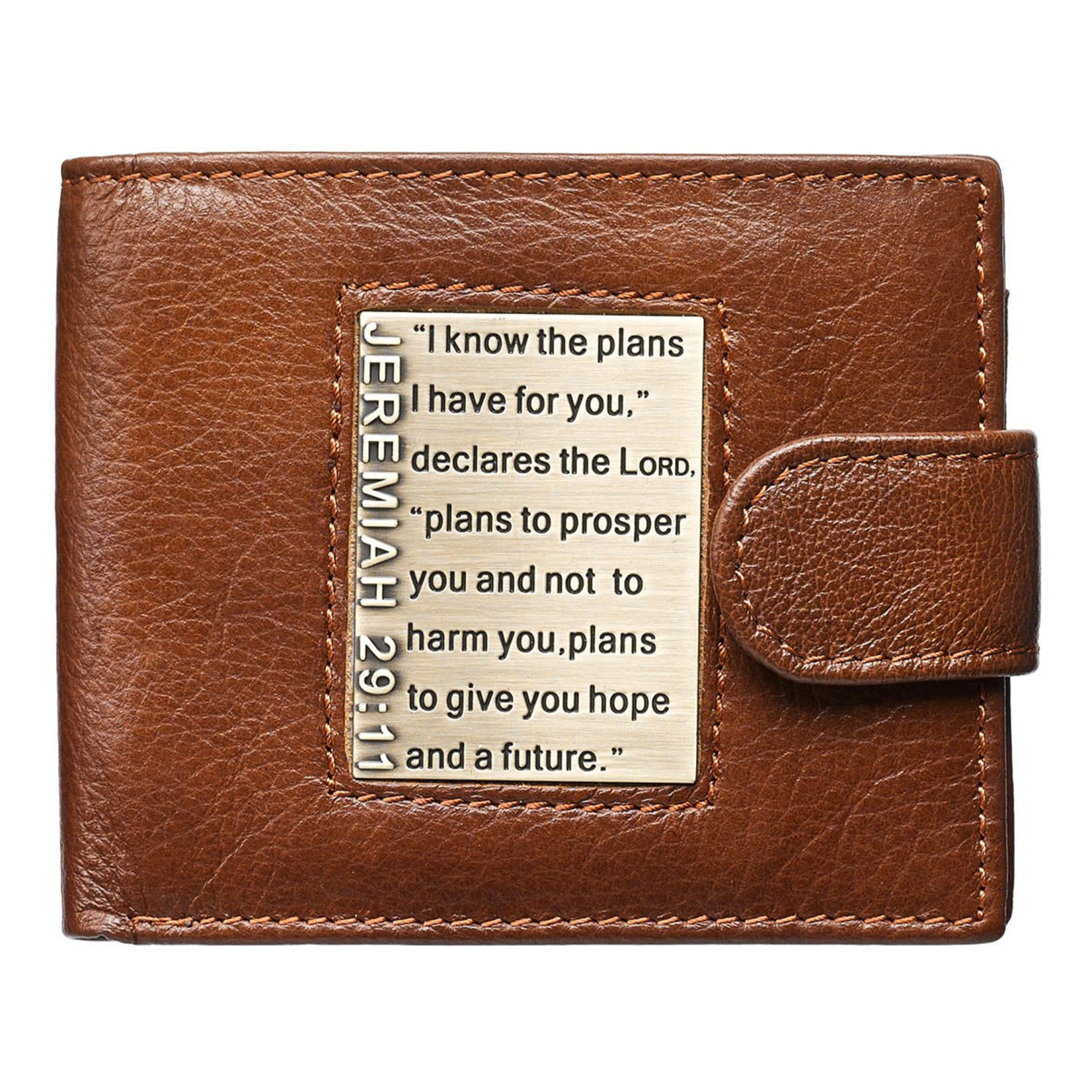 Genuine Leather Wallet - Jeremiah 29:11 Brass Inlay
