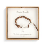 Wooden Bead Rosary Bracelet - Dark