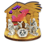 Wood Nativity with Colored Background