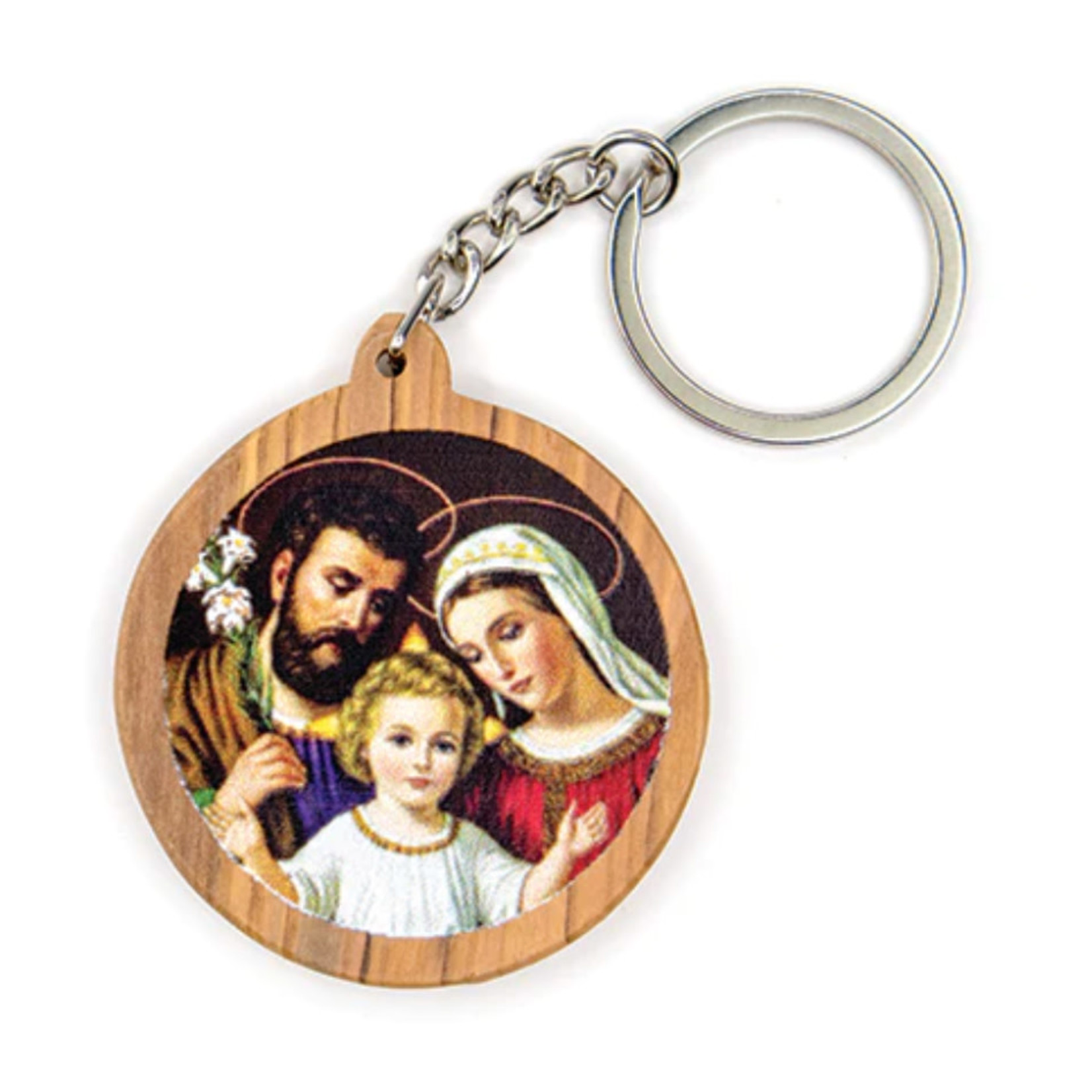 Olive Wood Icon Keychain - Holy Family