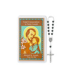 St. Joseph Hematite Auto Rosary with Holy Card