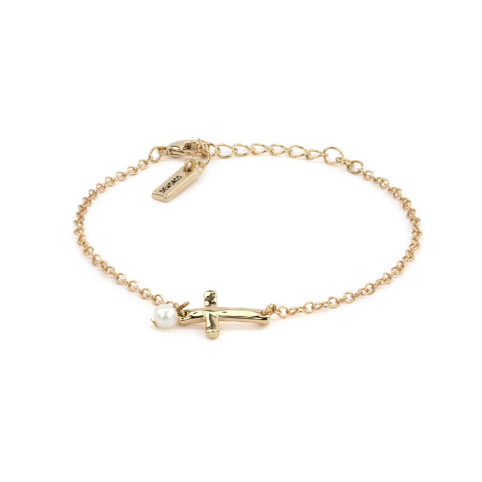 Gold Brass Dainty Cross Bracelet