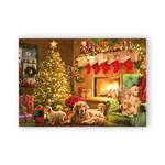 Boxed Cards - Golden Retrievers by the Fire