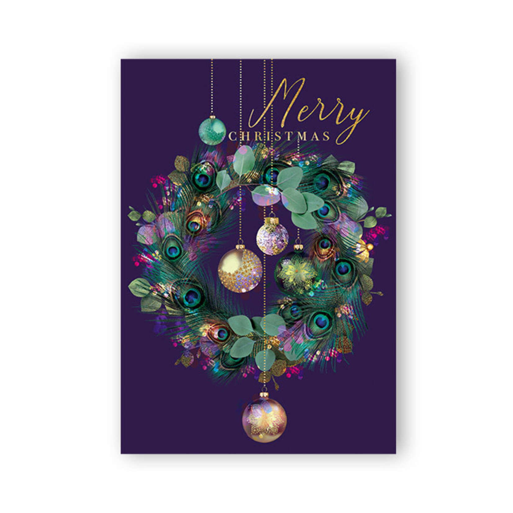 Boxed Cards - Merry Christmas Peacock Wreath