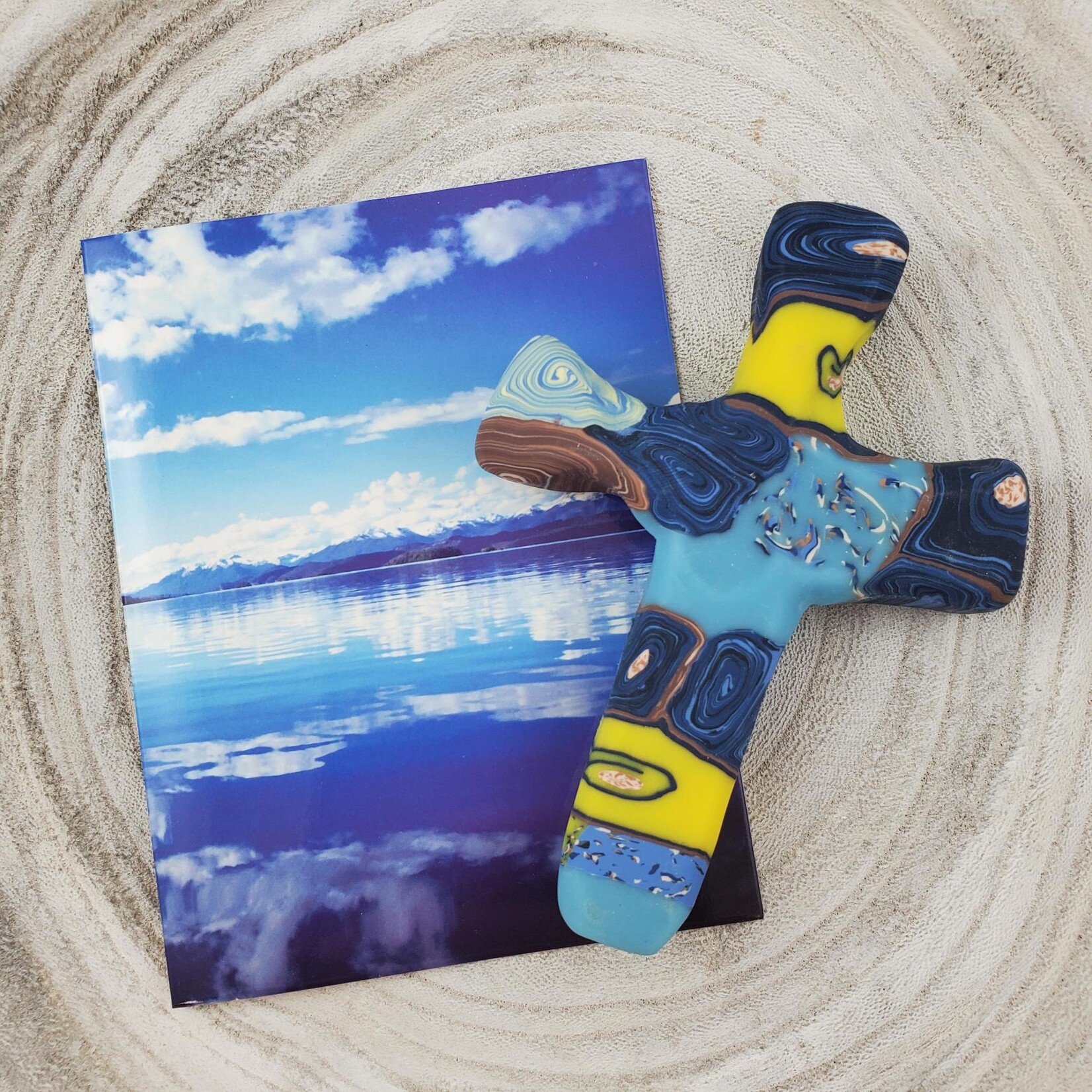 Abalone Handheld Clay Comfort Cross Archabbey Gifts