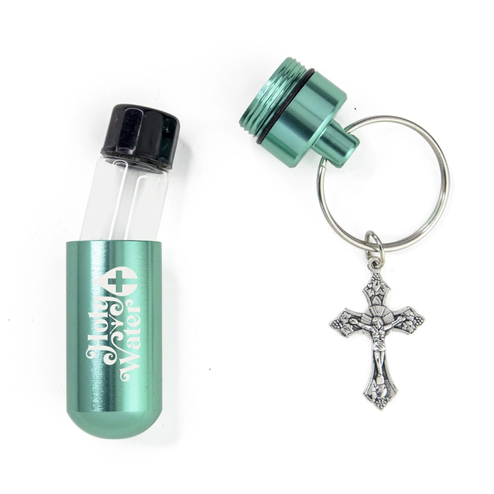Anointing Holy Oil Cylinder Bottle With Cross Nickel plated