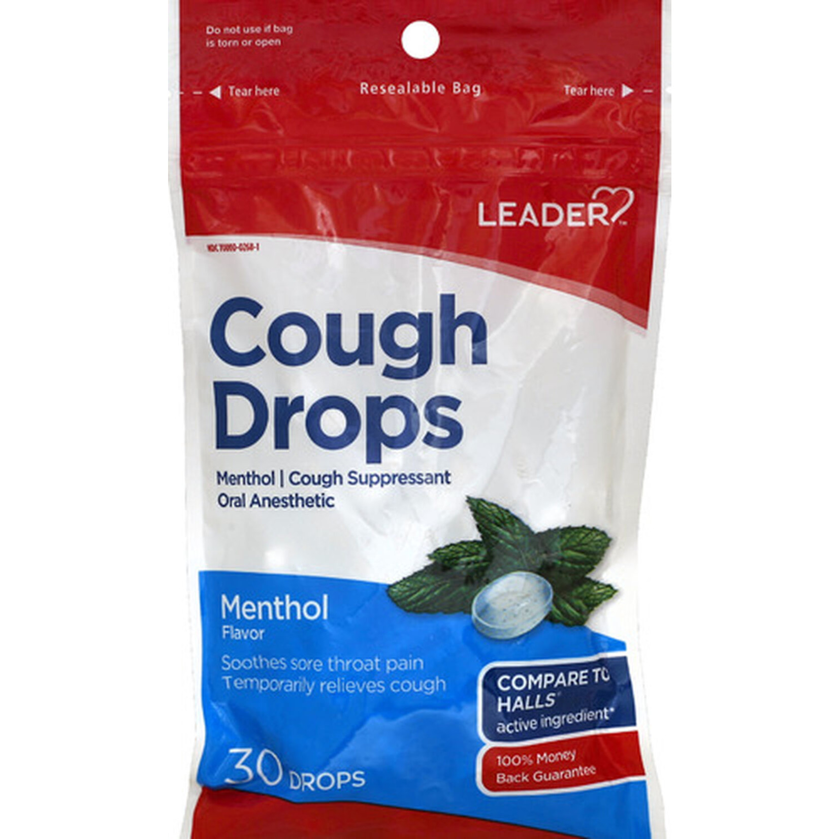 Leader Cough Drops Menthol 30 ct