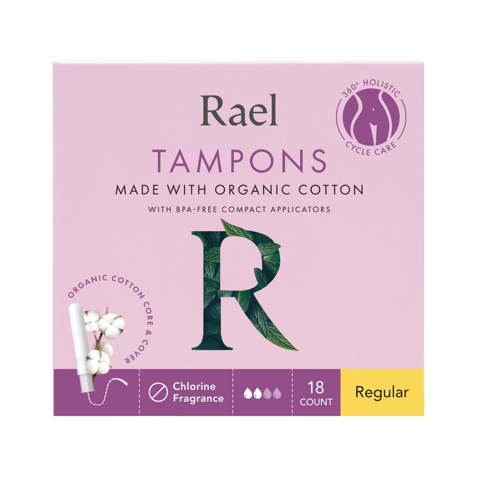 Rael Tampons Organic Cotton Compact Applicator - Regular