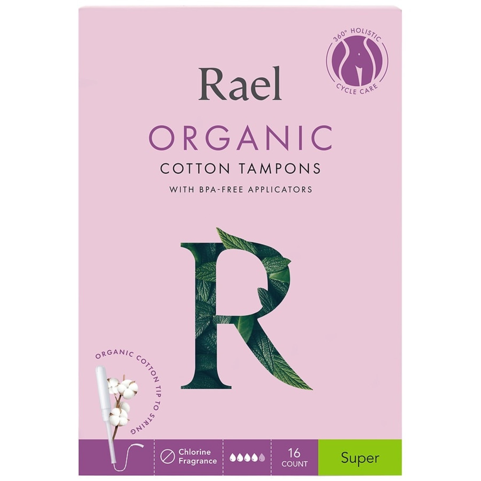 Rael Tampons Organic Cotton Long Applicator - Super