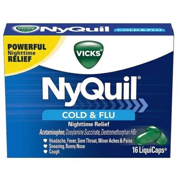 NyQuil Cold & Flu - Acetaminophen - 16 Liquicaps - Nighttime