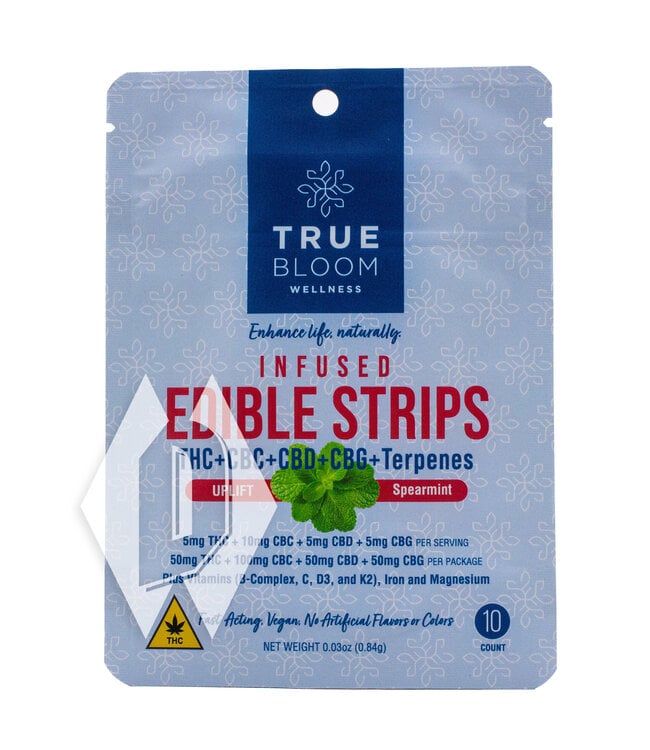 True Bloom Uplift Spearmint Edible Strips 5mg 10pk