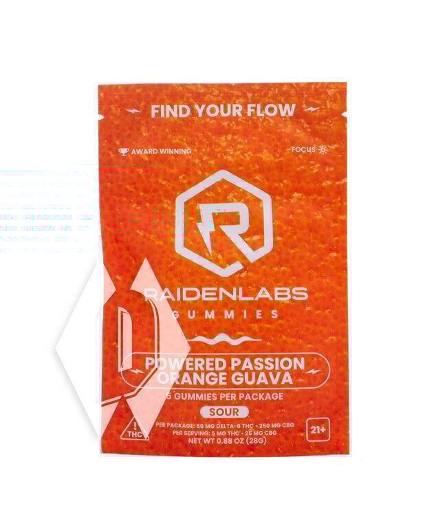 Raiden Labs Sour Power Passion Orange Guava Gummies 10mg 5pk