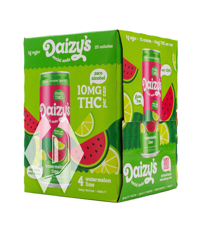 Daizys Social Soda Watermelon Lime 10mg 12oz 4pk