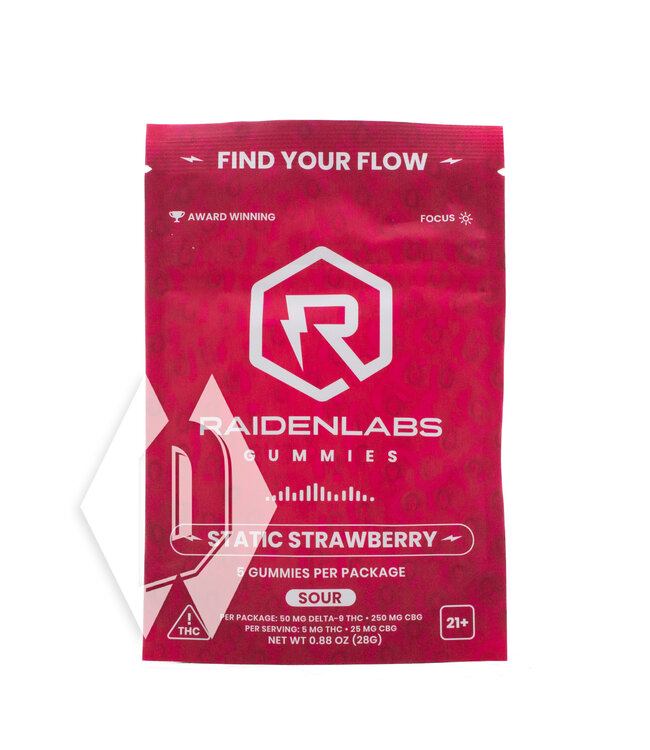 Raiden Labs Sour Strawberry Gummies 10mg 5pk
