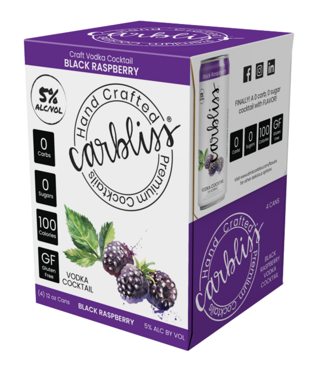 Carbliss Black Raspberry Vodka Cocktail 12oz 4pk