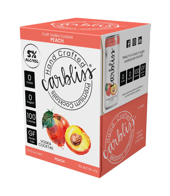 Carbliss Peach Vodka Cocktail 12oz 4pk