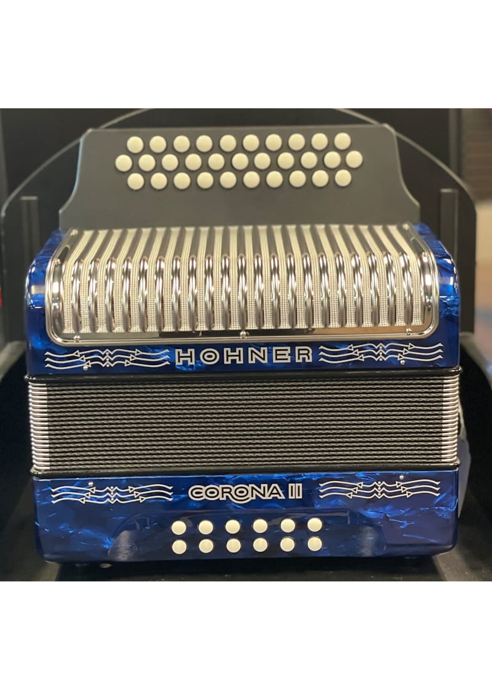 Hohner Hohner 3500GBL Corona II G/C/F Accordion, Dark Blue