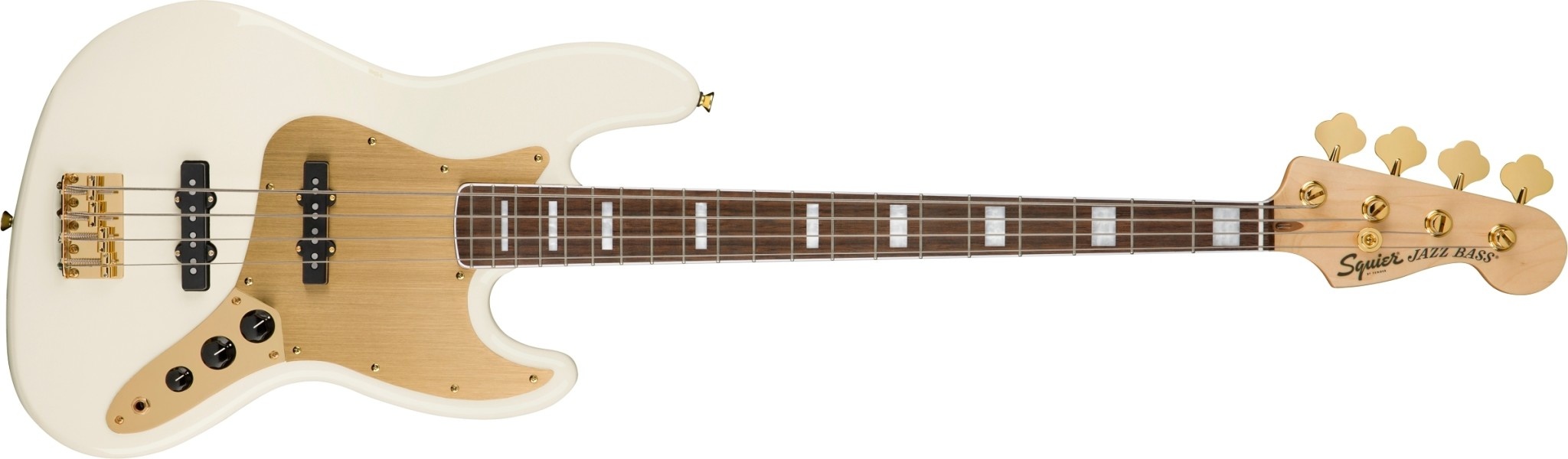 Squier 0379440505 40th Anniversary Jazz Bass, Gold Edition, Laurel