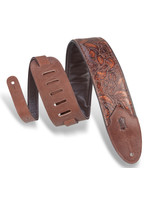 Levys Levy's M4WP-006 3" Wide Embossed Leather Guitar Strap,  Sundance Line Geranium Whiskey