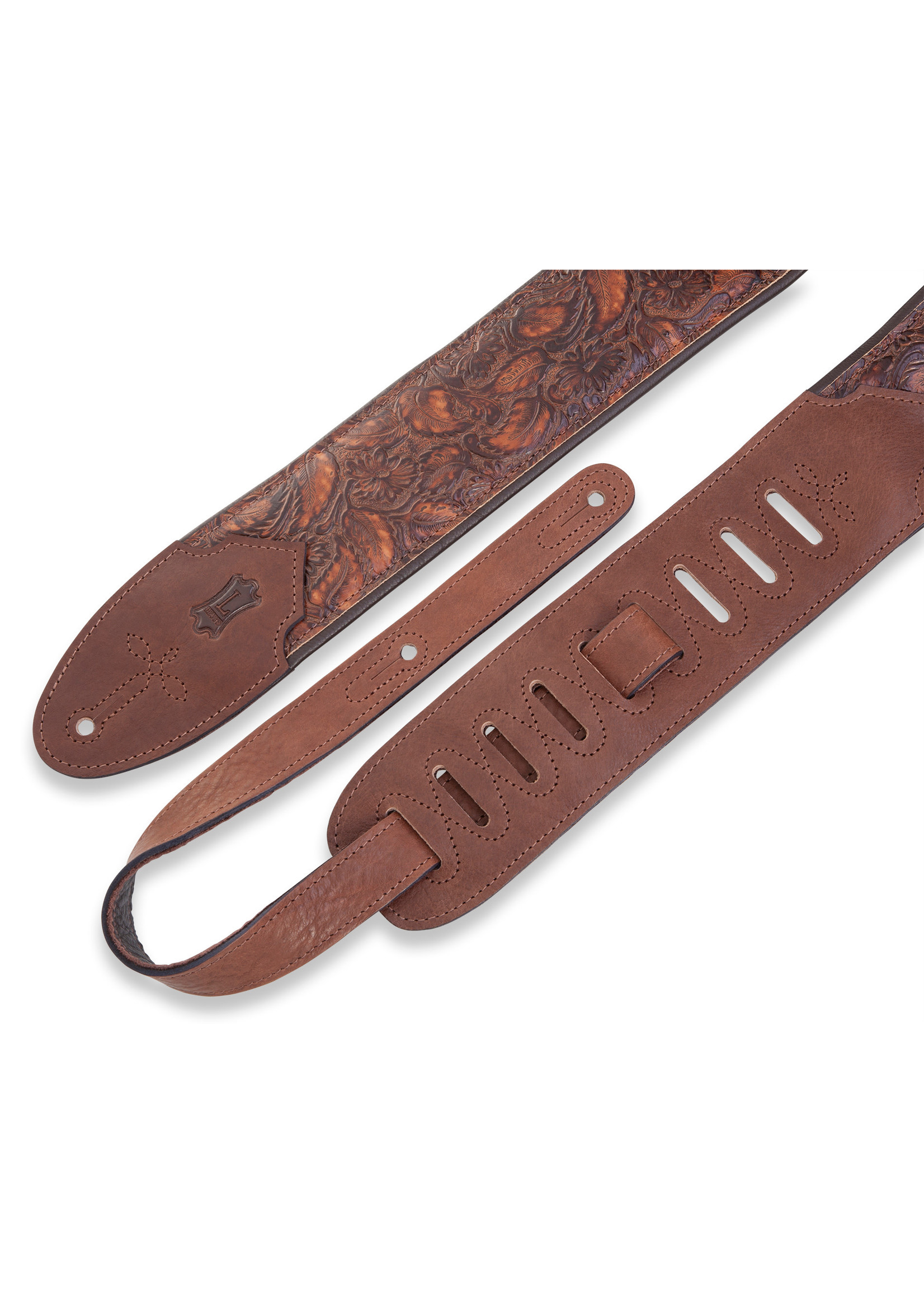 Levy's M4WP-006 3 Wide Embossed Leather Guitar Strap, Sundance Line  Geranium Whiskey - Murphy's Music