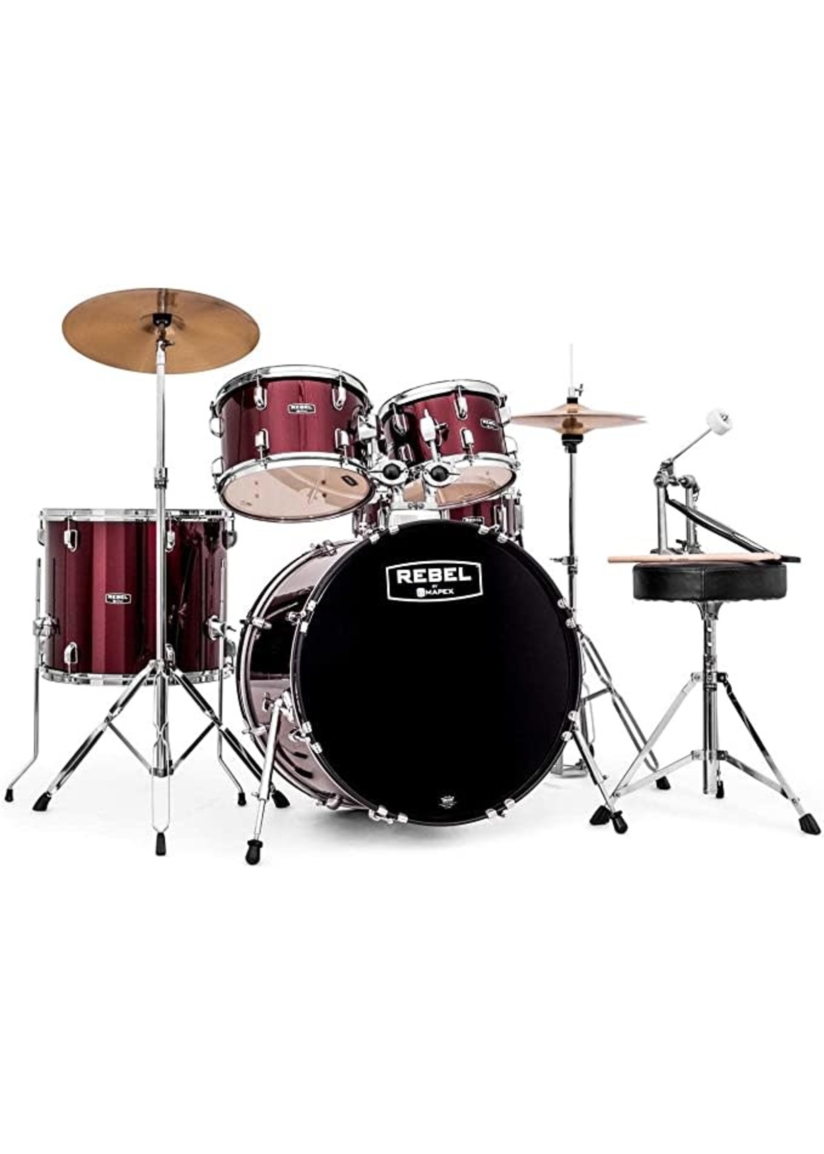 Mapex Mapex Rebel RB5294FTCCDR Drum Kit 5-Piece SRO Complete Set, Dark Red