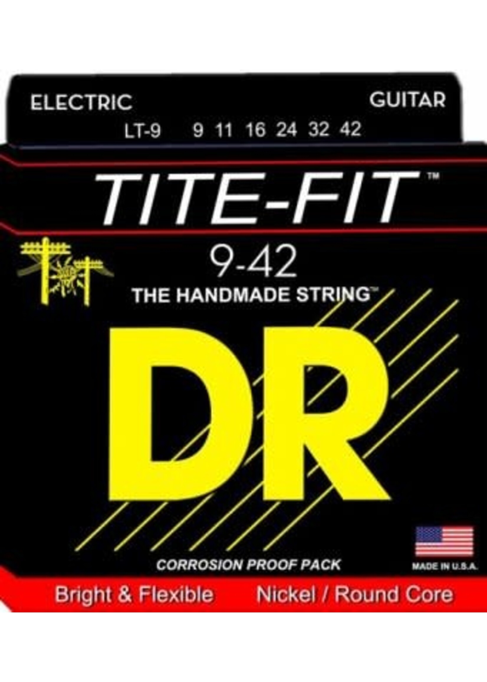 DR DR LT-9 Tite-Fit Compression Wound Lite Electric Guitar Strings, 9-42 Gauge
