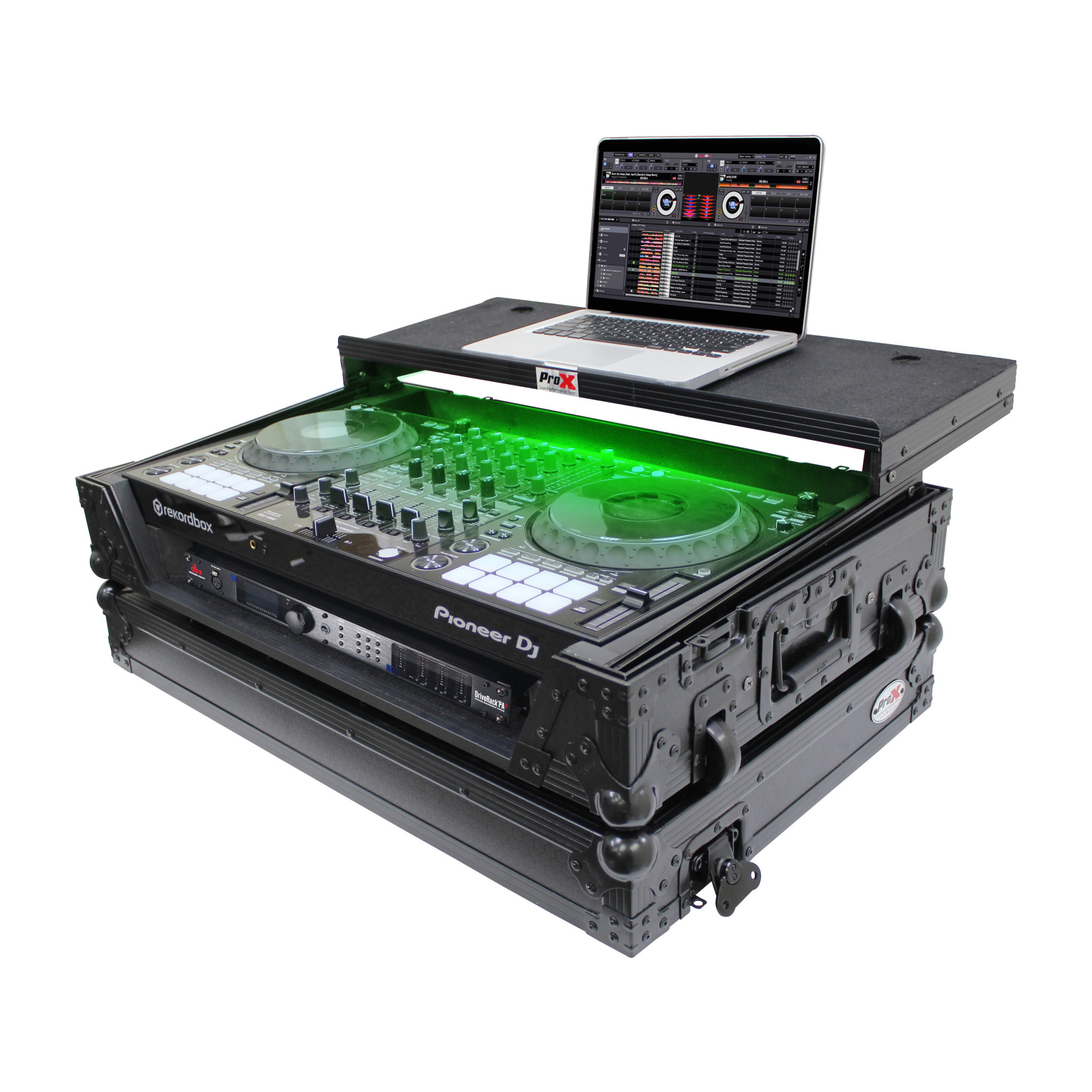ProX XS-DDJ1000 WLTBL LED SRT Case Black on Black w/ Sliding
