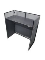 ProX ProX XF-VISTA BL MKII DJ Booth Facade Table Station Black Frame with White/Black Scrim kit and Padded Travel Bag