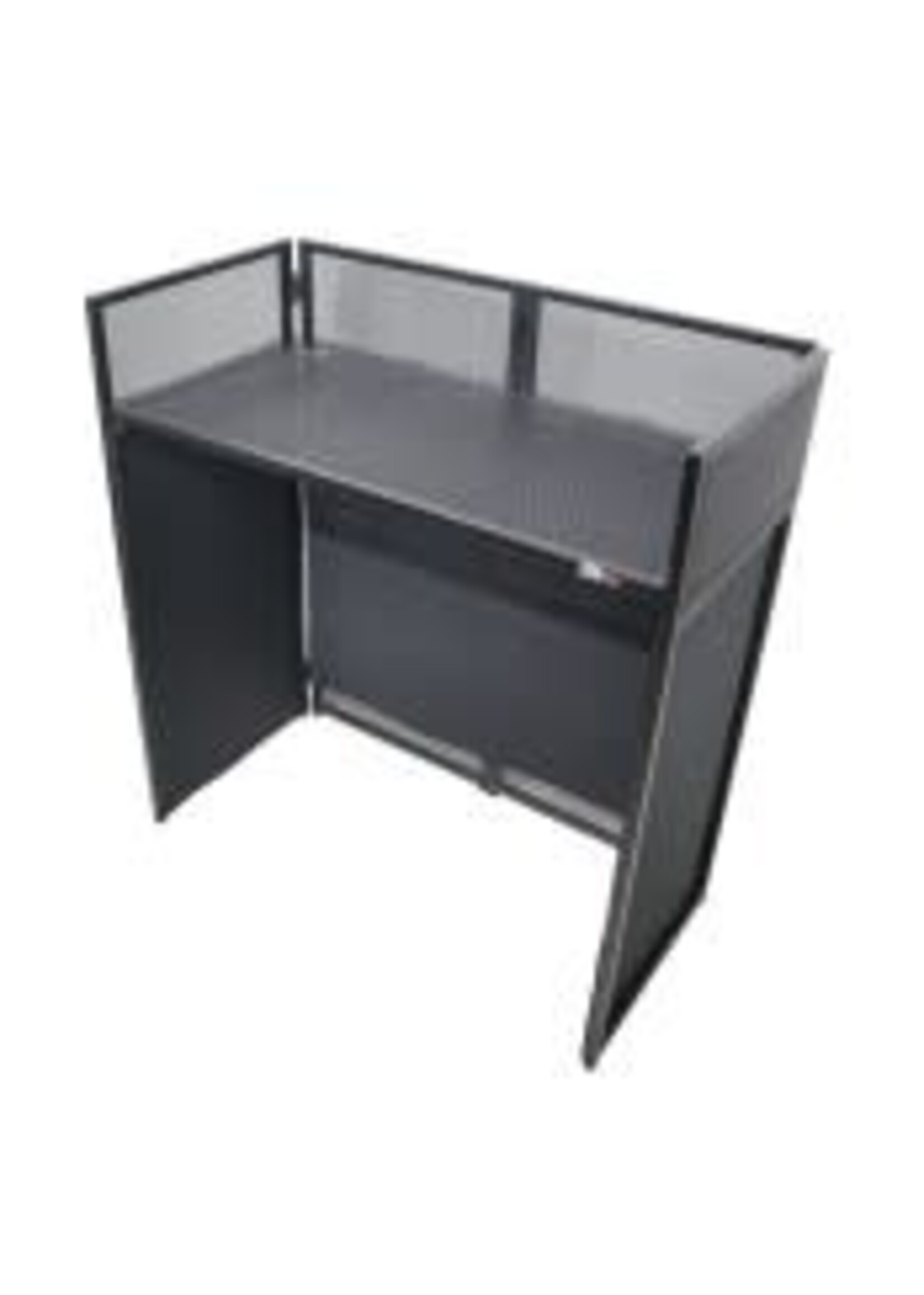 ProX ProX XF-VISTA BL DJ Booth Facade Table Station Black Frame with White/Black Scrim kit and Padded Travel Bag