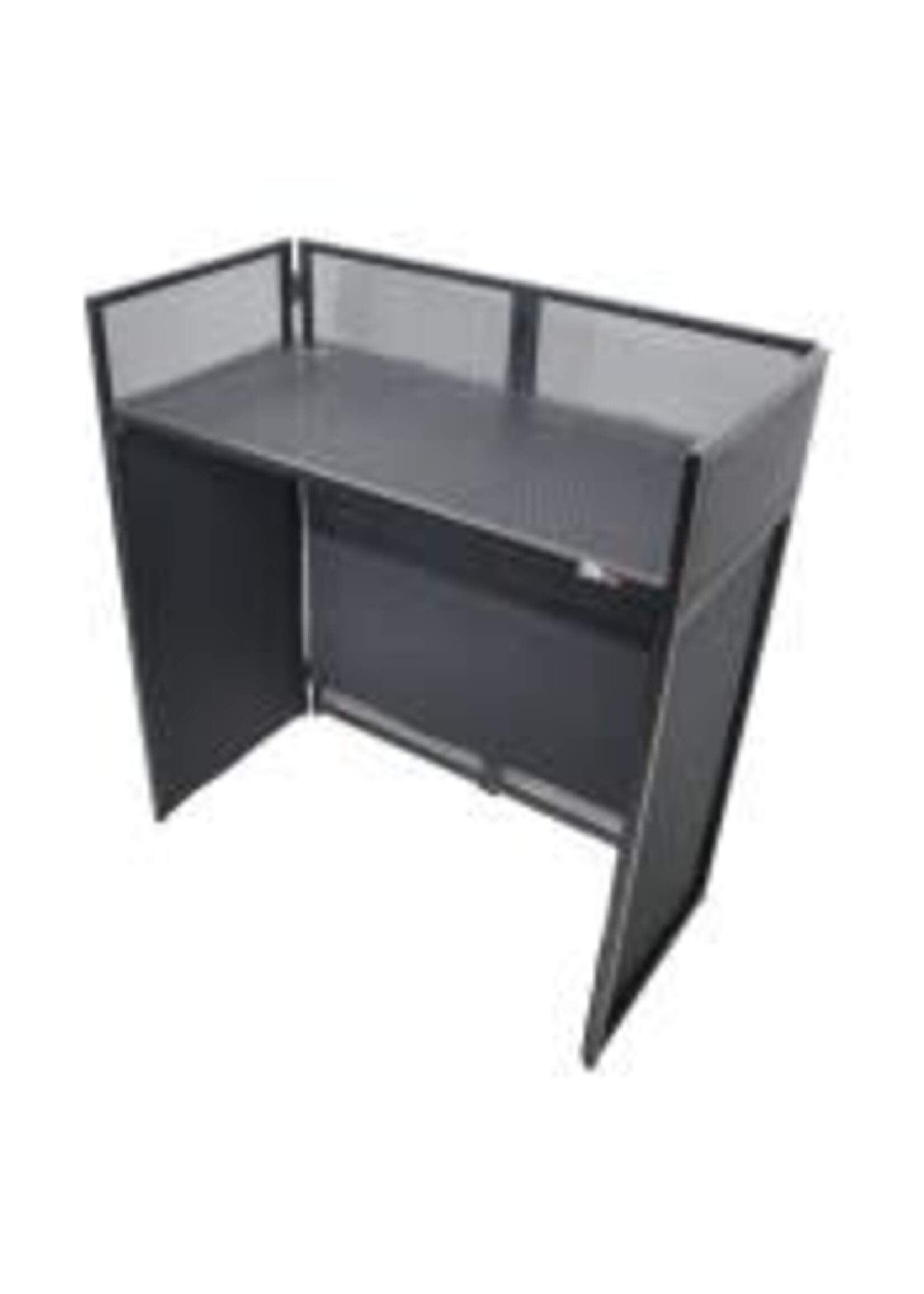 ProX ProX XF-VISTA BL MKII DJ Booth Facade Table Station Black Frame with White/Black Scrim kit and Padded Travel Bag