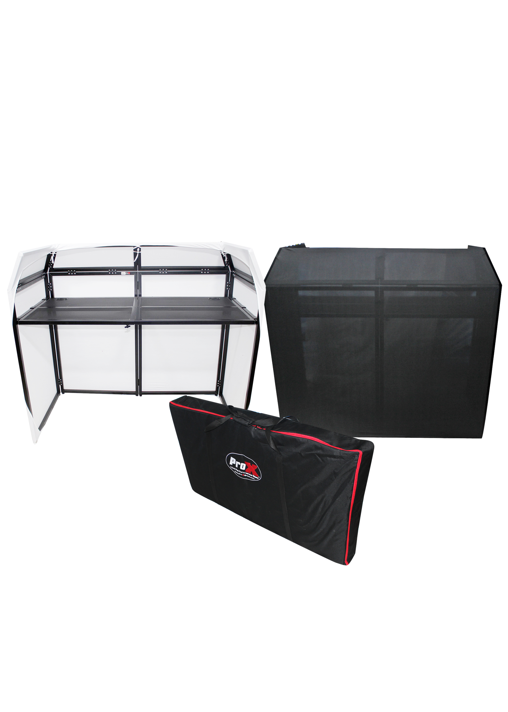 ProX ProX XF-MESA MK2 Mesa MK2 DJ Facade Table Station Includes White & Black Scrims and Padded Carry Bag
