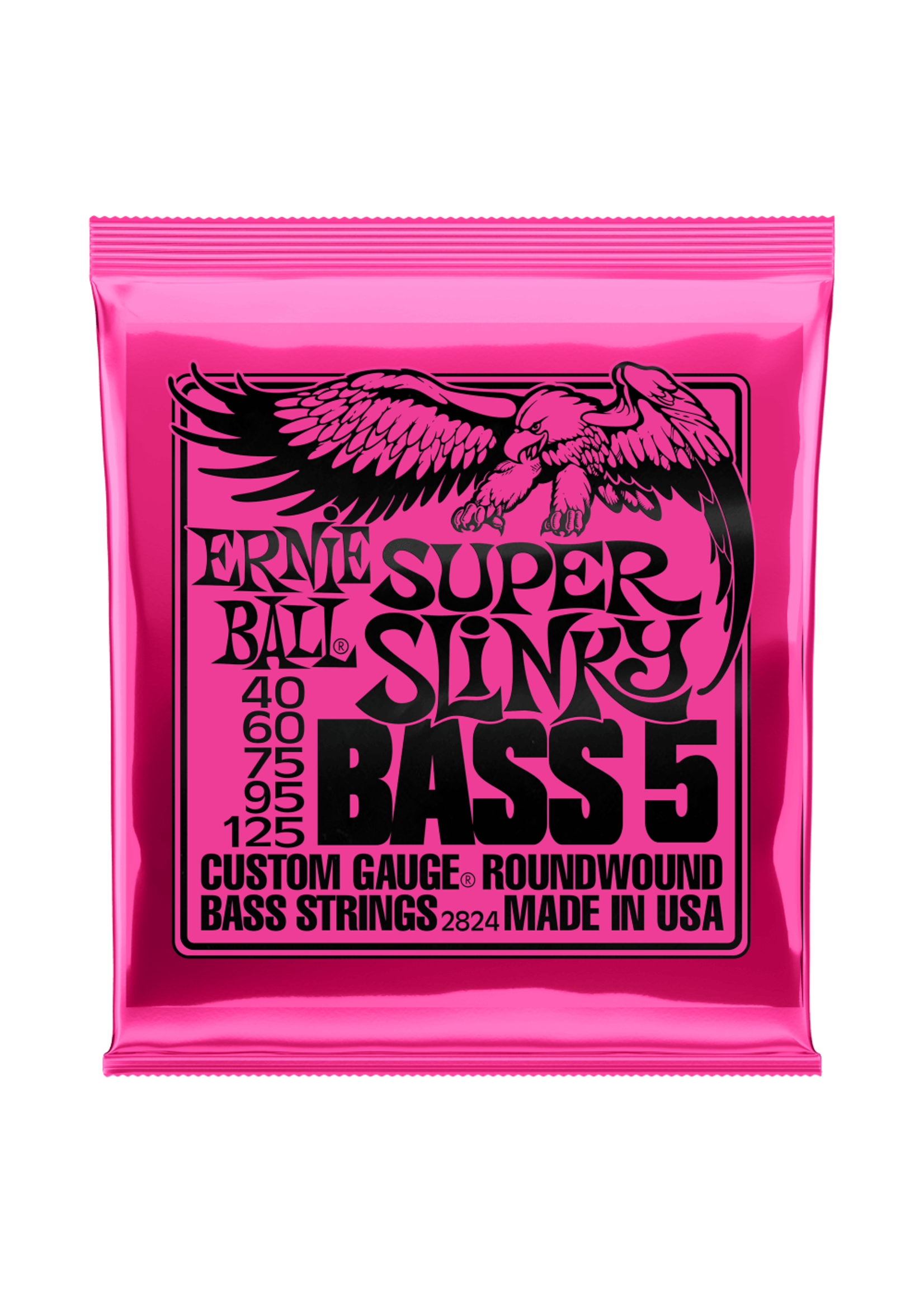 Ernie Ball Ernie Ball P02824 Super Slinky 5-String Nickel Wound Electric Bass Strings, 40-125 Gauge