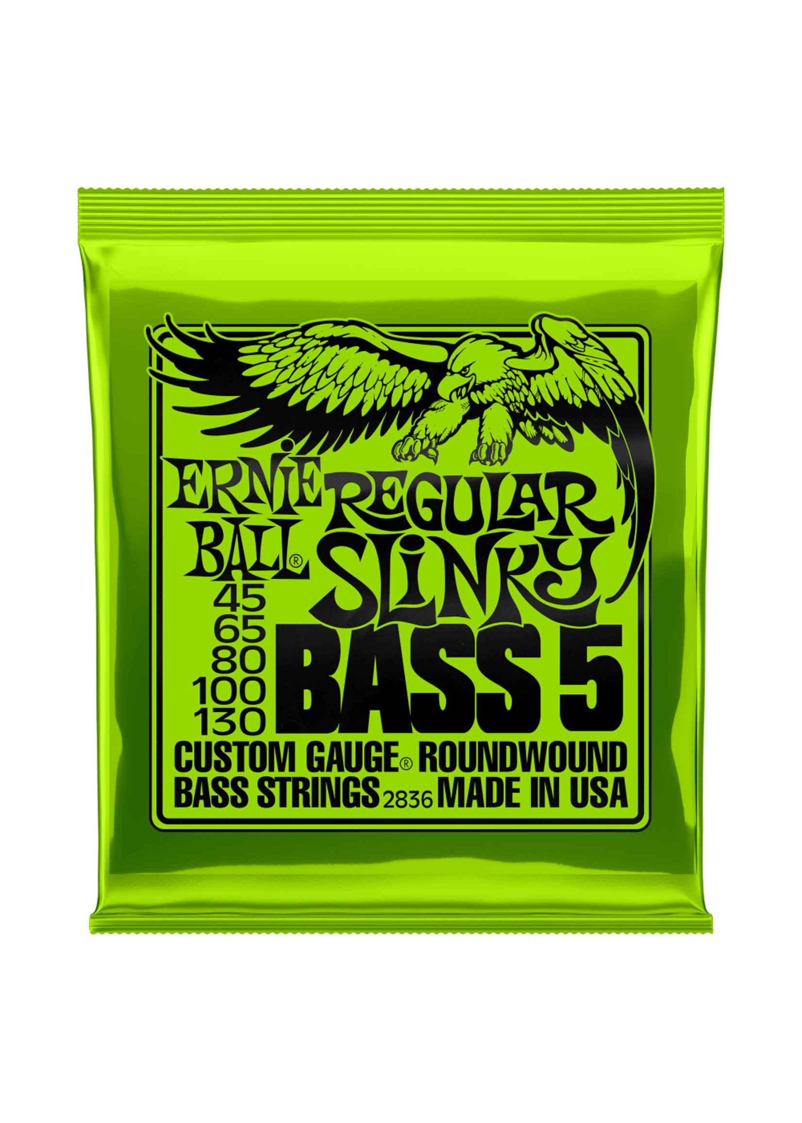 Ernie Ball Ernie Ball P02836 Regular Slinky 5-String Nickel Wound Electric Bass Strings, 45-130 Gauge