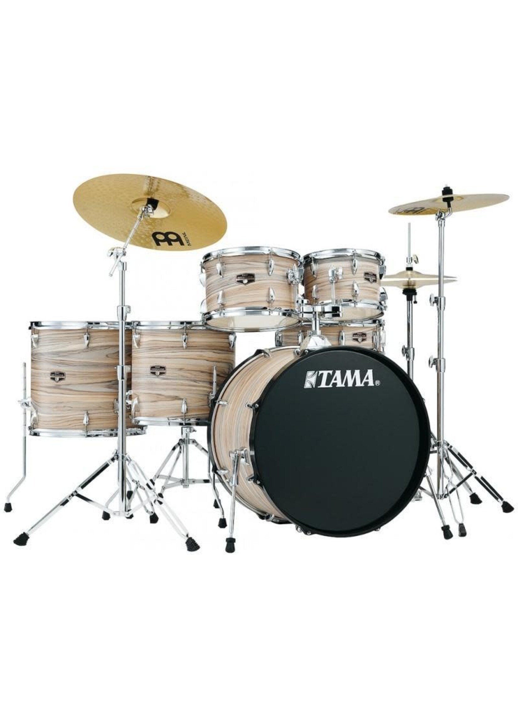 Tama Tama Imperialstar IE62C 6-piece Complete Drum Set with Snare Drum and Meinl Cymbals - Natural Zebrawood Wrap