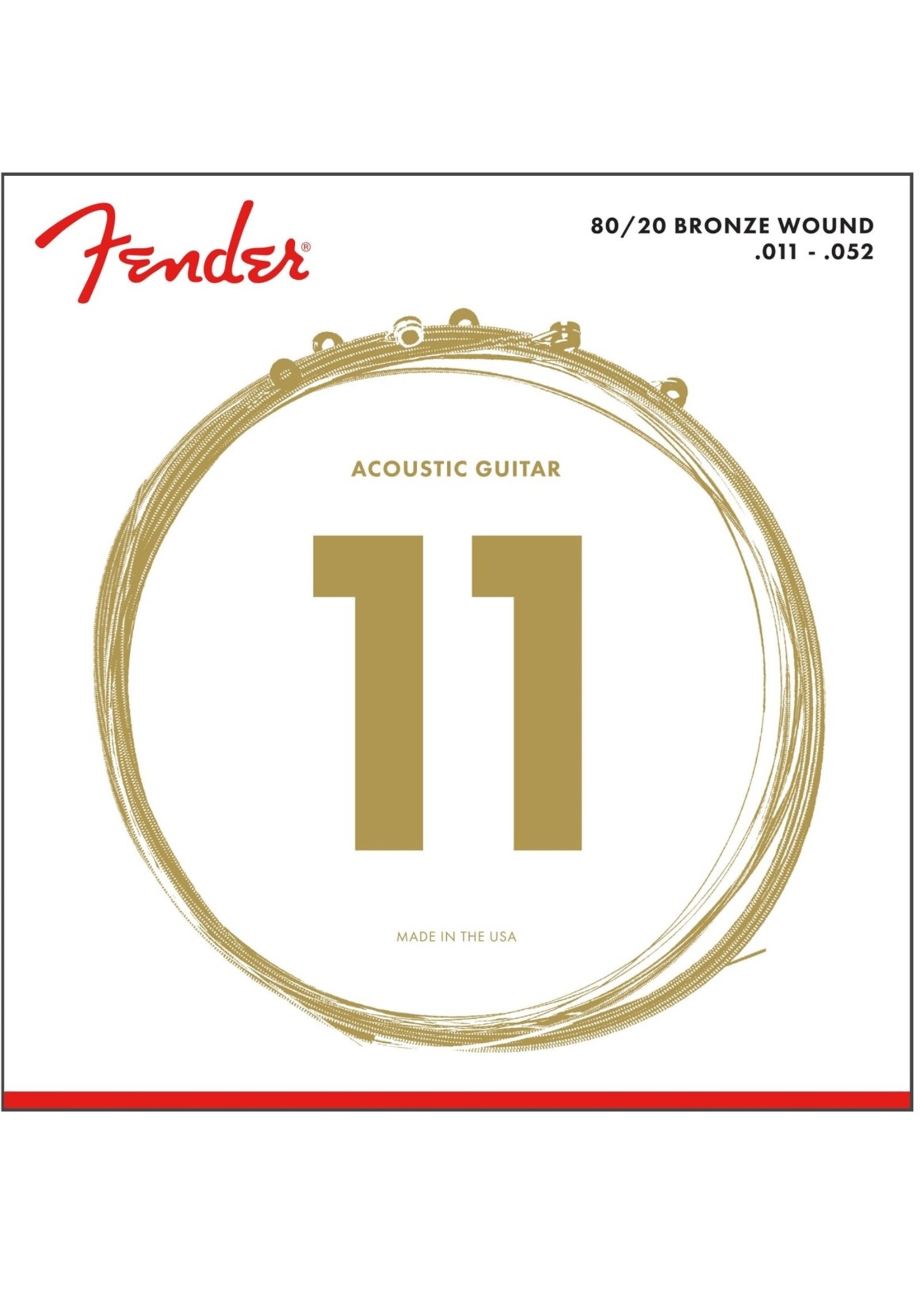 Fender Fender 80/20 Bronze Acoustic Strings, Ball End, 70CL .011-.052 Gauges, (6)