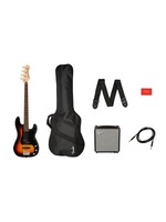 Squier Squier 0372981006 Affinity Series Precision Bass PJ Pack, Maple Fingerboard, Black, Gig Bag, Rumble 15 - 120V