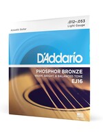 D'Addario D'Addario EJ16 Phosphor Bronze Light Acoustic Guitar Strings, 12-53 Gauge