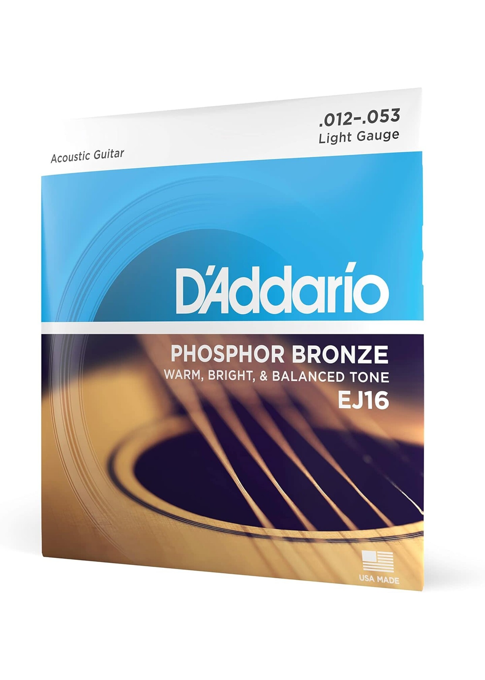 D'Addario D'Addario EJ16 Phosphor Bronze Light Acoustic Guitar Strings, 12-53 Gauge