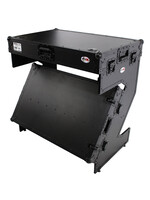 ProX ProX XS-ZTABLEBLJR Z-Table Jr Folding DJ Table Mobile Workstation Flight Case Style with Handles and Wheels - Black Finish