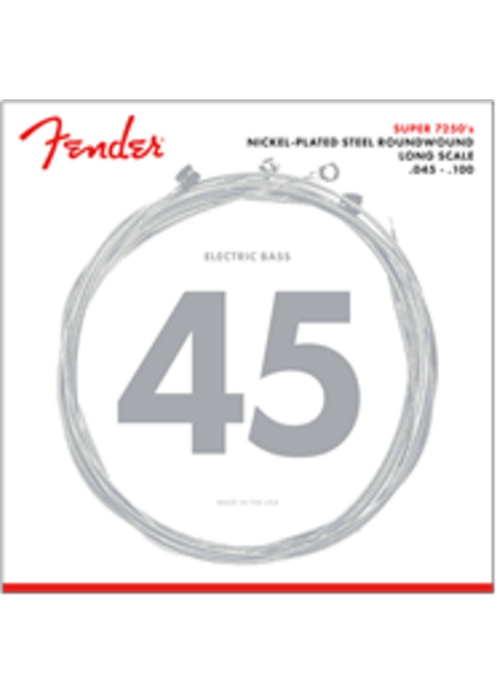 Fender Fender 0737250405 7250 Bass Strings, Nickel Plated Steel, Long Scale, 7250ML .045-.100 Gauges, (4)