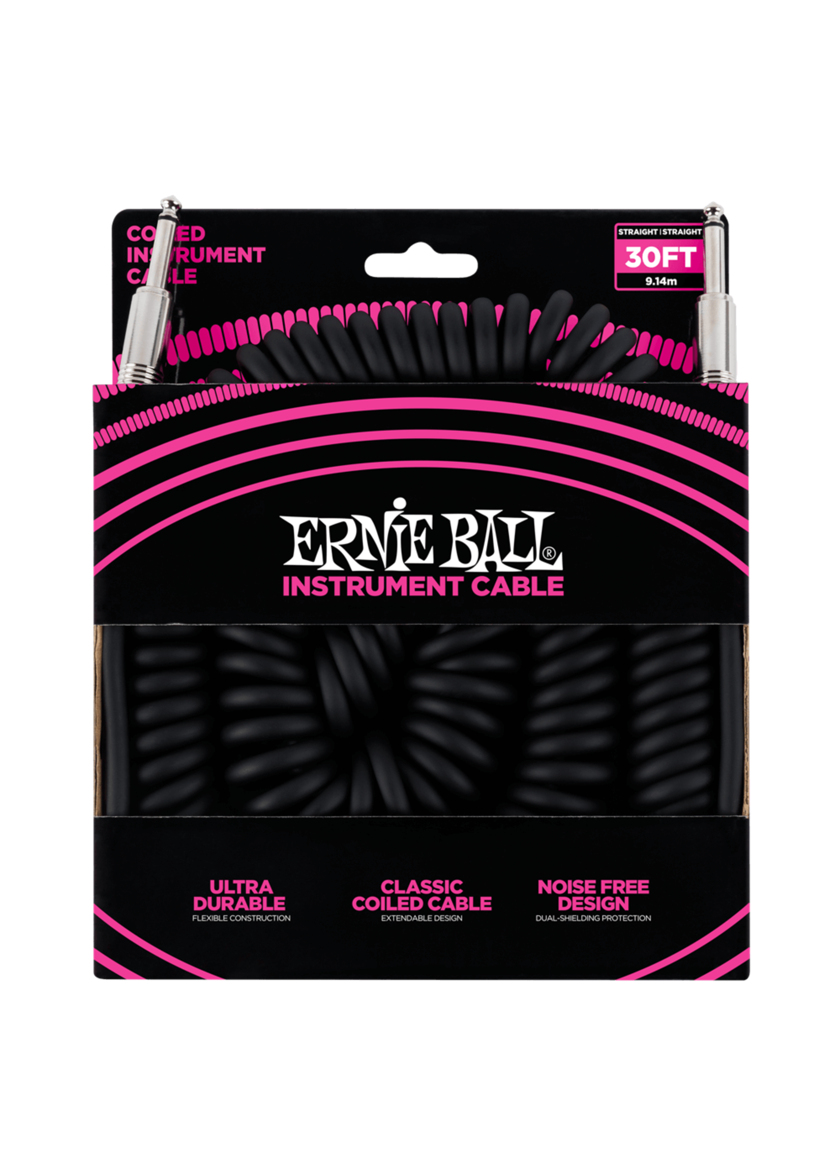 Ernie Ball Ernie Ball P06044 Coiled Instrument Cable ST/ST 30 Ft Black