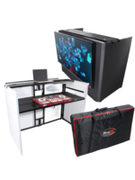 ProX ProX XF-MESA MEDIA MK2 MESA DJ Facade Table Workstation Includes TV Bracket Mount White & Black Scrims and Carry Bag