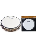 Stagg Stagg TAB-108P/WD 8" Tunable Plastic Tambourine w/ 1 Row of Jingles, Wood Color
