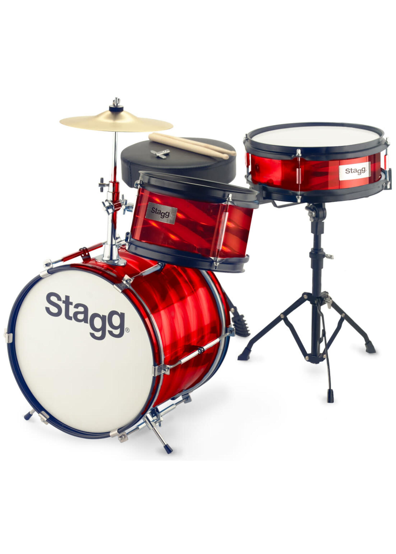 Stagg Stagg TIM JR 3/12B RD 3 PC Junior Set with Hardware, Red