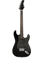 Amati Amati 100STBK Electric Guitar With Gig Bag, Jet Black