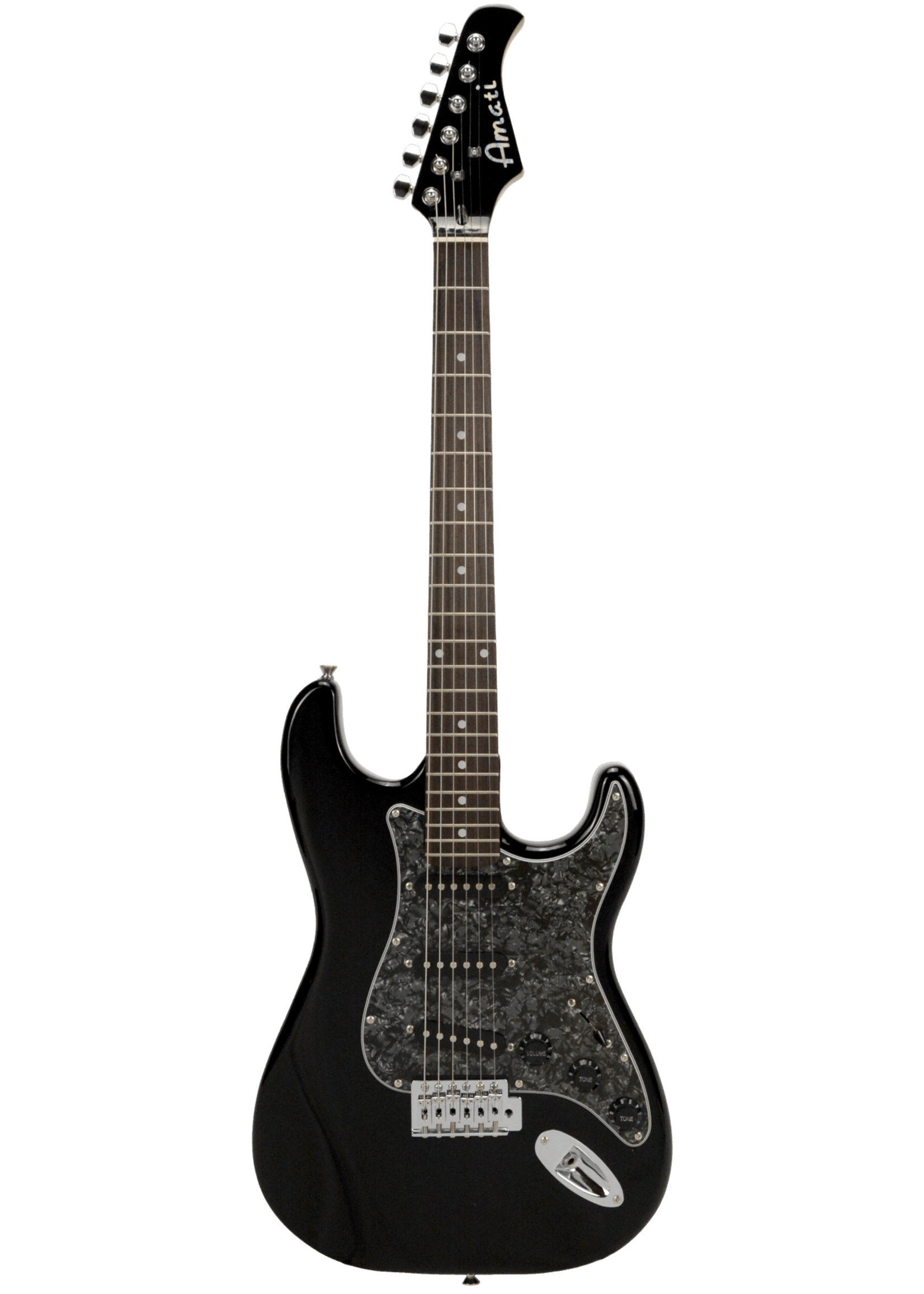 Amati Amati 100STBK Electric Guitar With Gig Bag, Jet Black