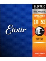 Elixir Elixir 12077 10|52 NICKEL PLATED STEEL NANOWEB COATED LIGHT/HEAVY BRIGHT SMOOTH Electric Guitar String