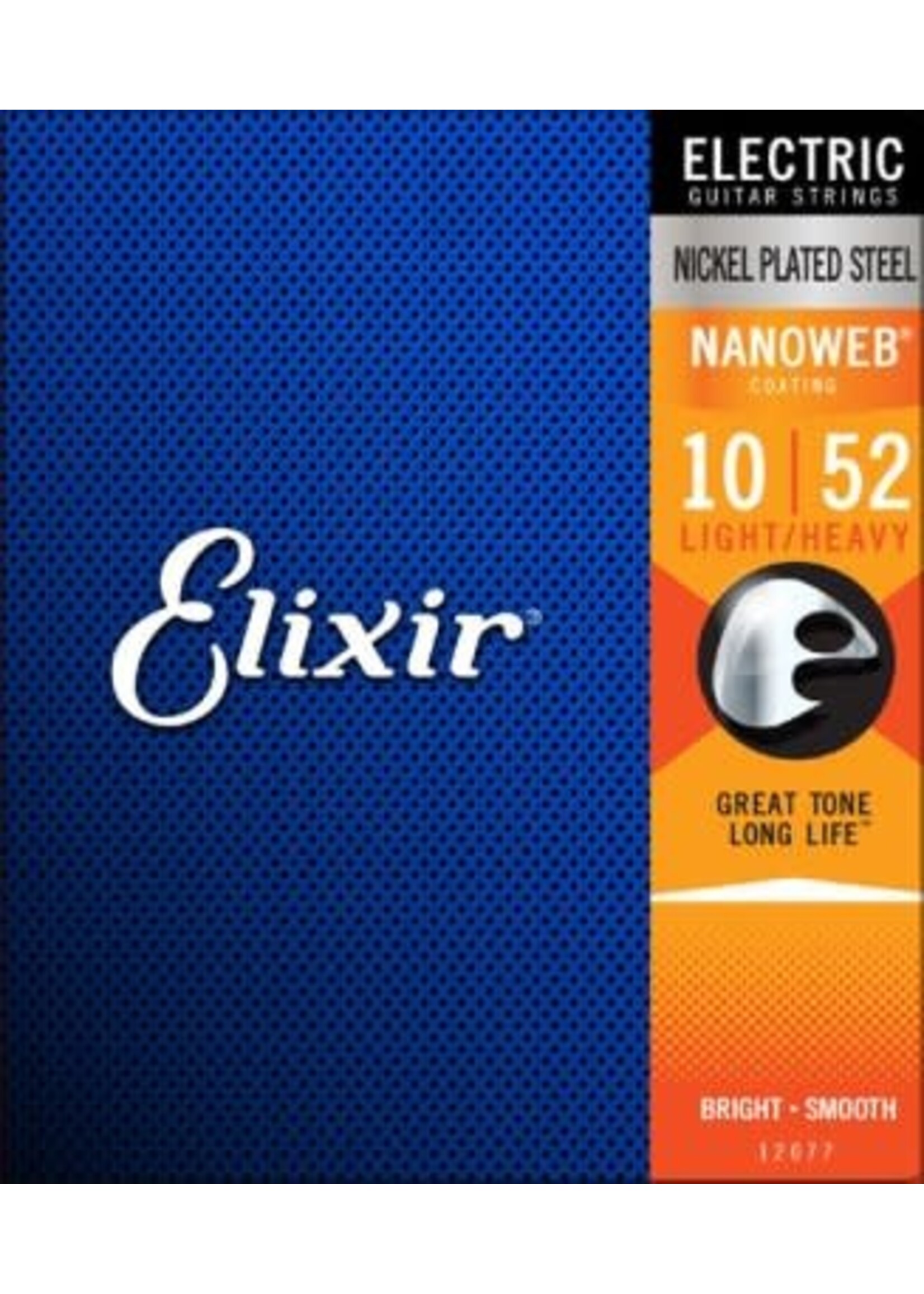 Elixir Elixir 12077 10|52 NICKEL PLATED STEEL NANOWEB COATED LIGHT/HEAVY BRIGHT SMOOTH Electric Guitar String